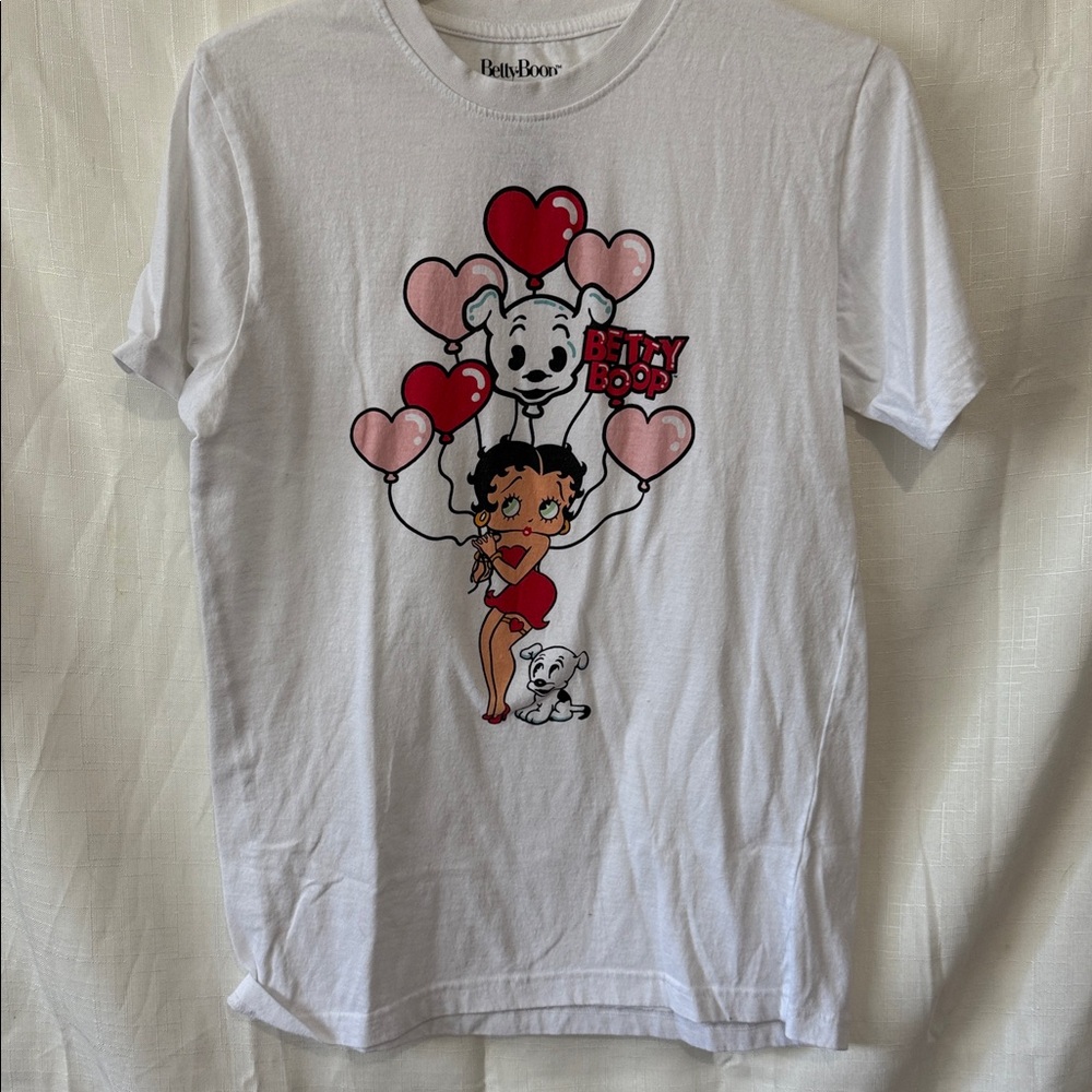Betty Boop White Tee with Red and Pink Accents